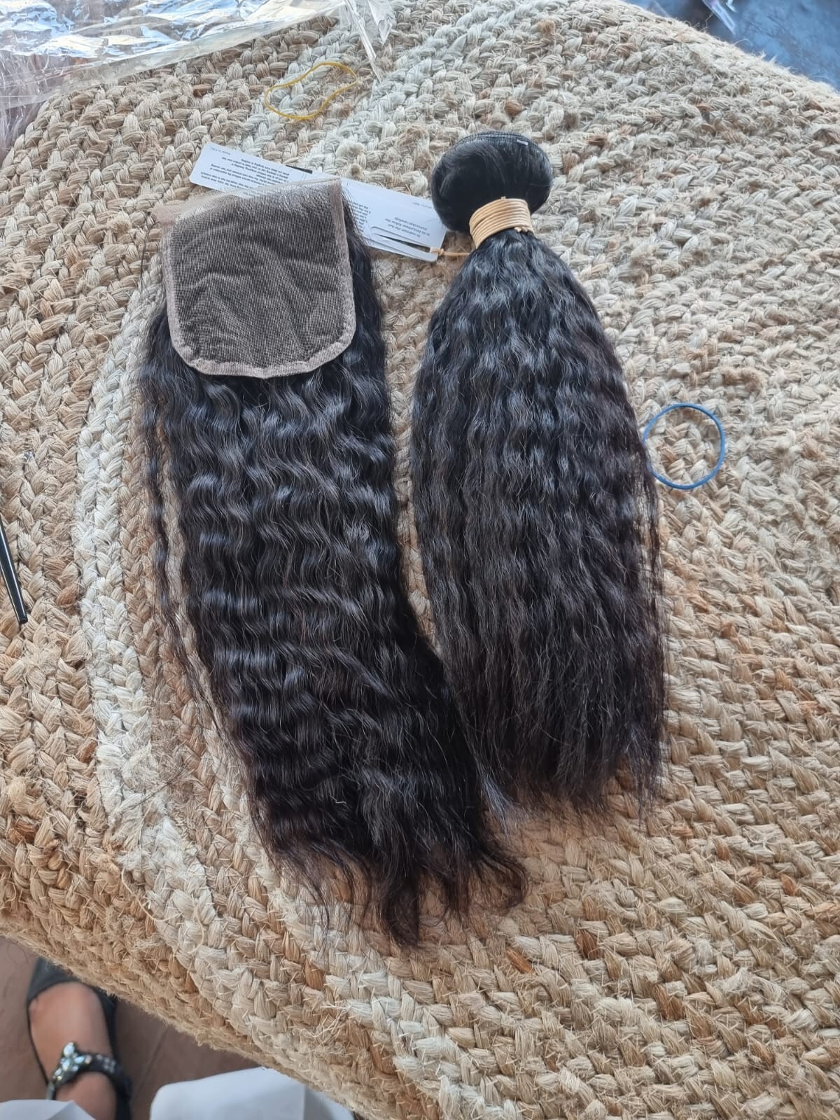 12A RAW INDIAN TEMPLE VIRGIN DONOR HAIR NATURAL WAVE 12+12INCH LACE CLOSURE 140g