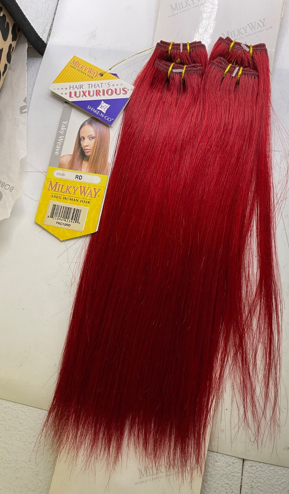 Milky Way 100% Human Hair Yaky Weave 10″ Color: RD