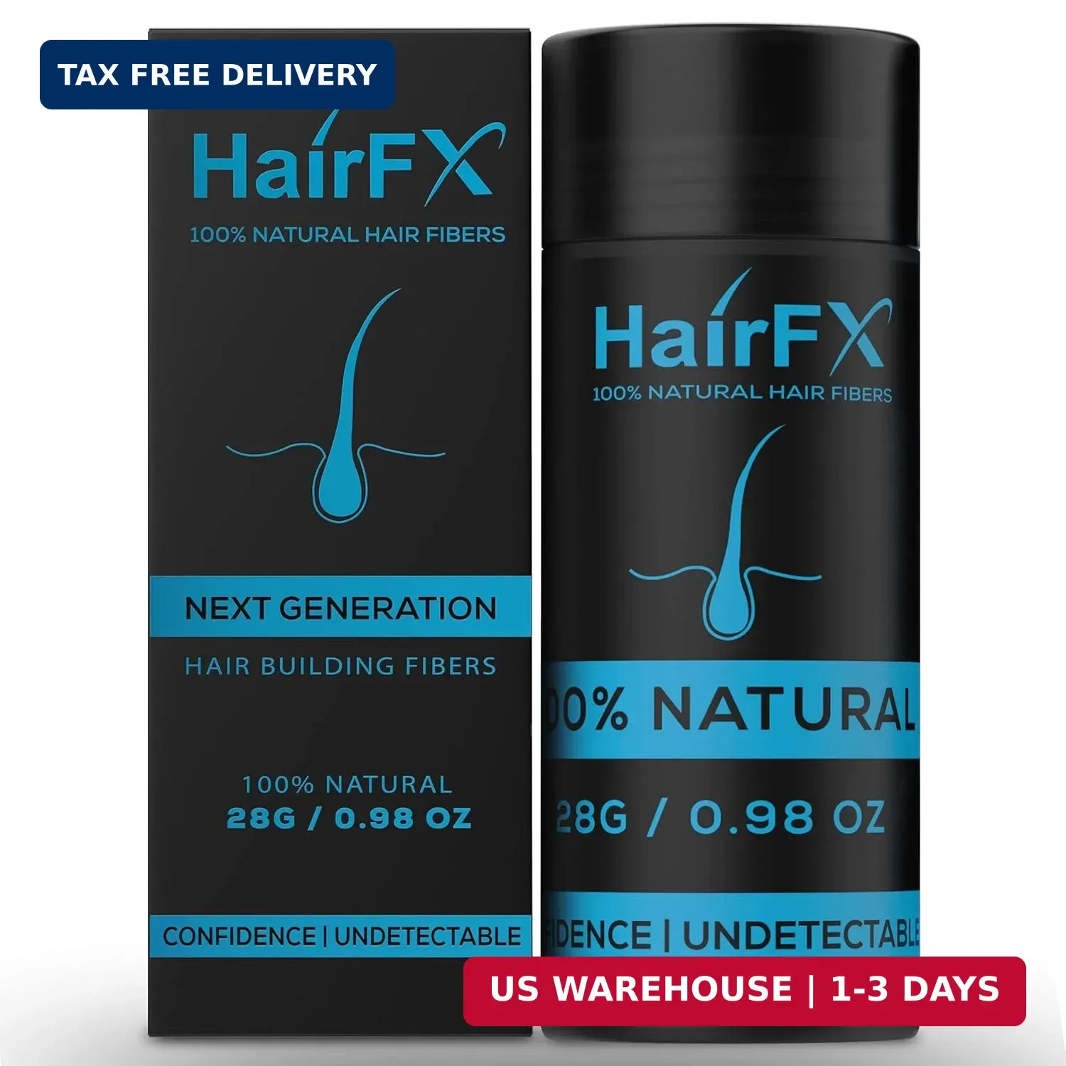 Hair Fibers for Thinning Hair (BLACK) Undetectable & Natural – Giant 28g Bottle