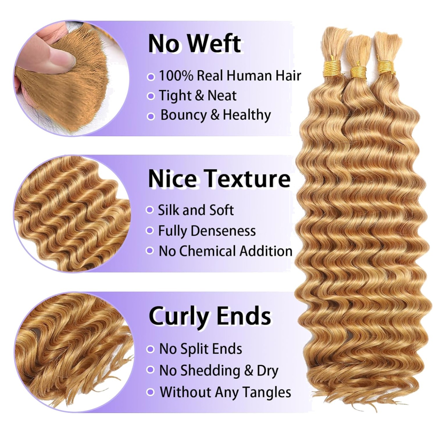 Brazilian Remy Curly Human Hair for Boho Braids