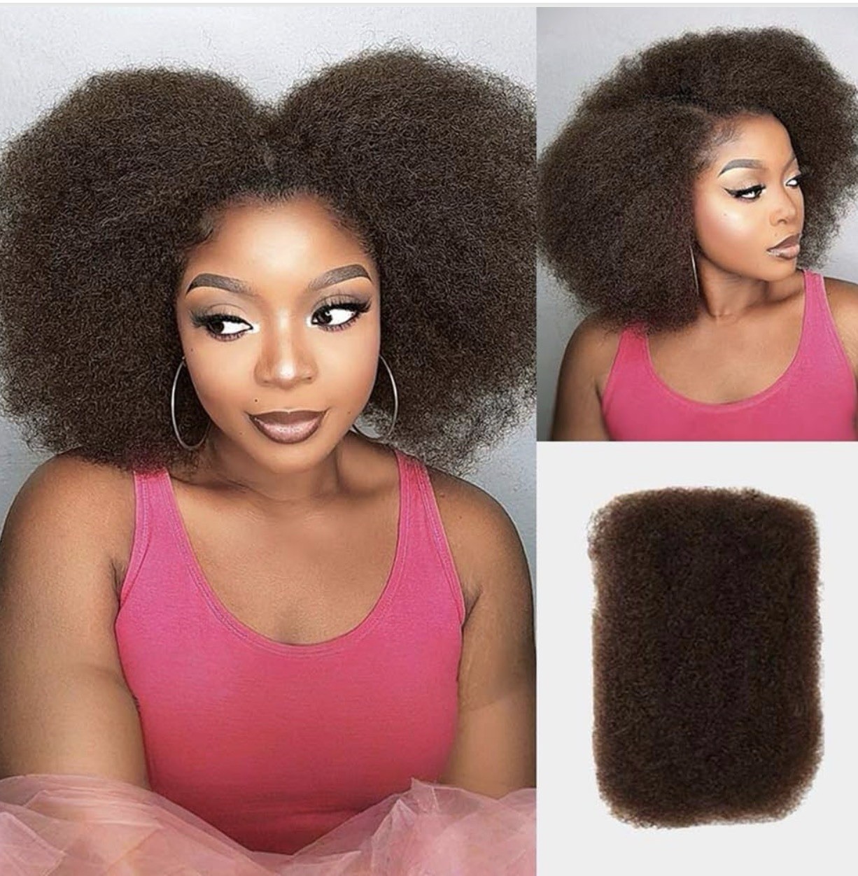 12” 4 Packs QUEEN VIRGIN REMY QVR Afro Kinkys Bulk Human Hair Medium Brown
