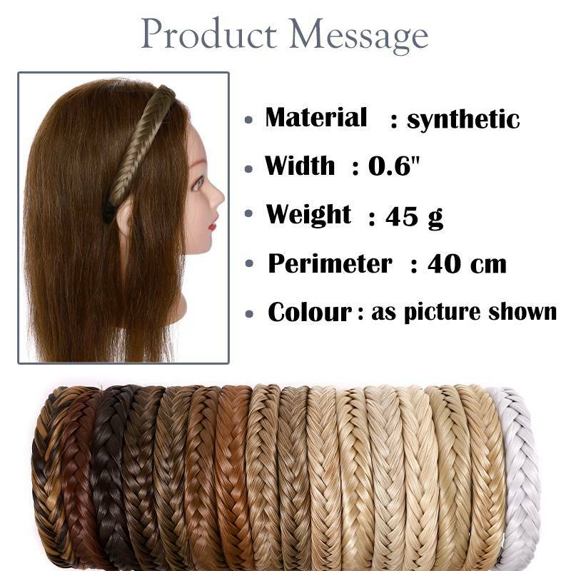 Women Hair Braided Plaited Headband Synthetic Plait Hairband Hairwear as Human