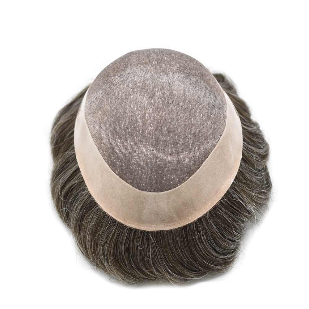 Mens Toupee Hairpiece Fine Mono Hair System Replacements Poly Skin Pu Mens Wigs