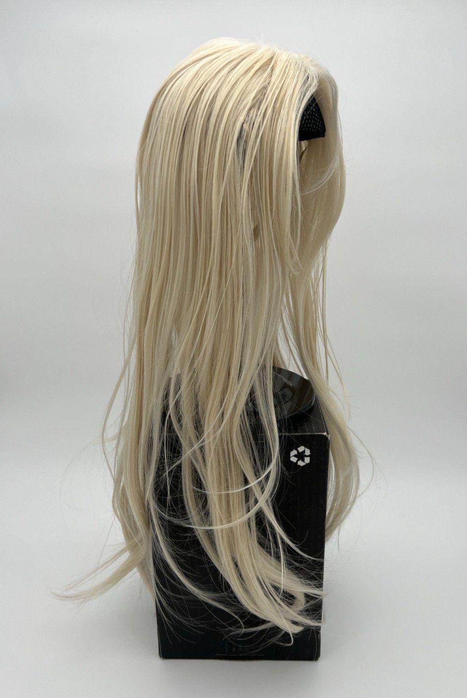 Platinum Blonde Curtain Bangs Long Straight 24in Women Premium Hair Topper
