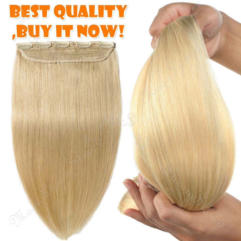 One Piece 5 Clips Human Hair Extensions Clip In 3/4 Full Head Highlight Straight