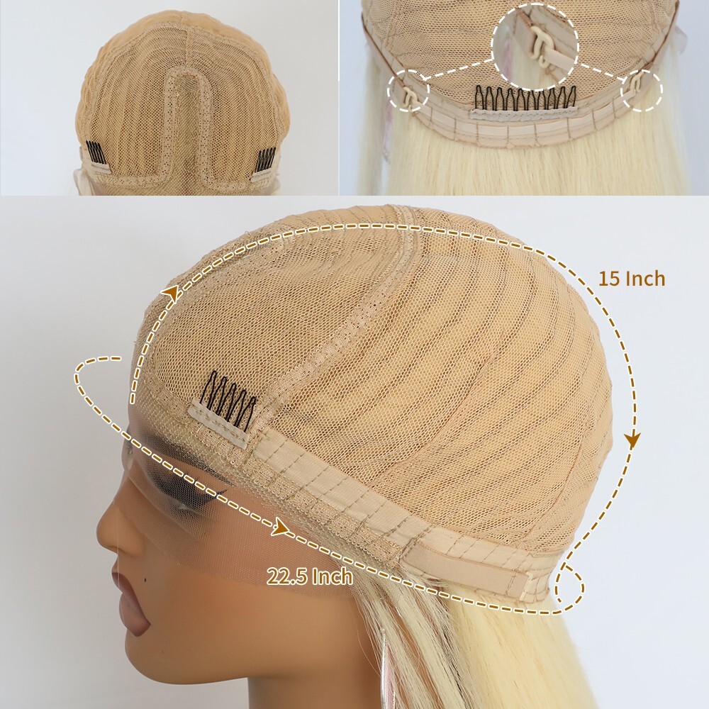 13x4x1 Lace Front Wigs Synthetic Long Silky Straight Wig 613 Blonde Hair Natural