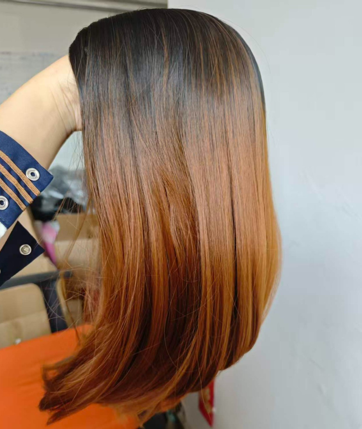 Black Ombre Brown Long Synthetic Hair Wig for Women Party Natural Middle Part Wi