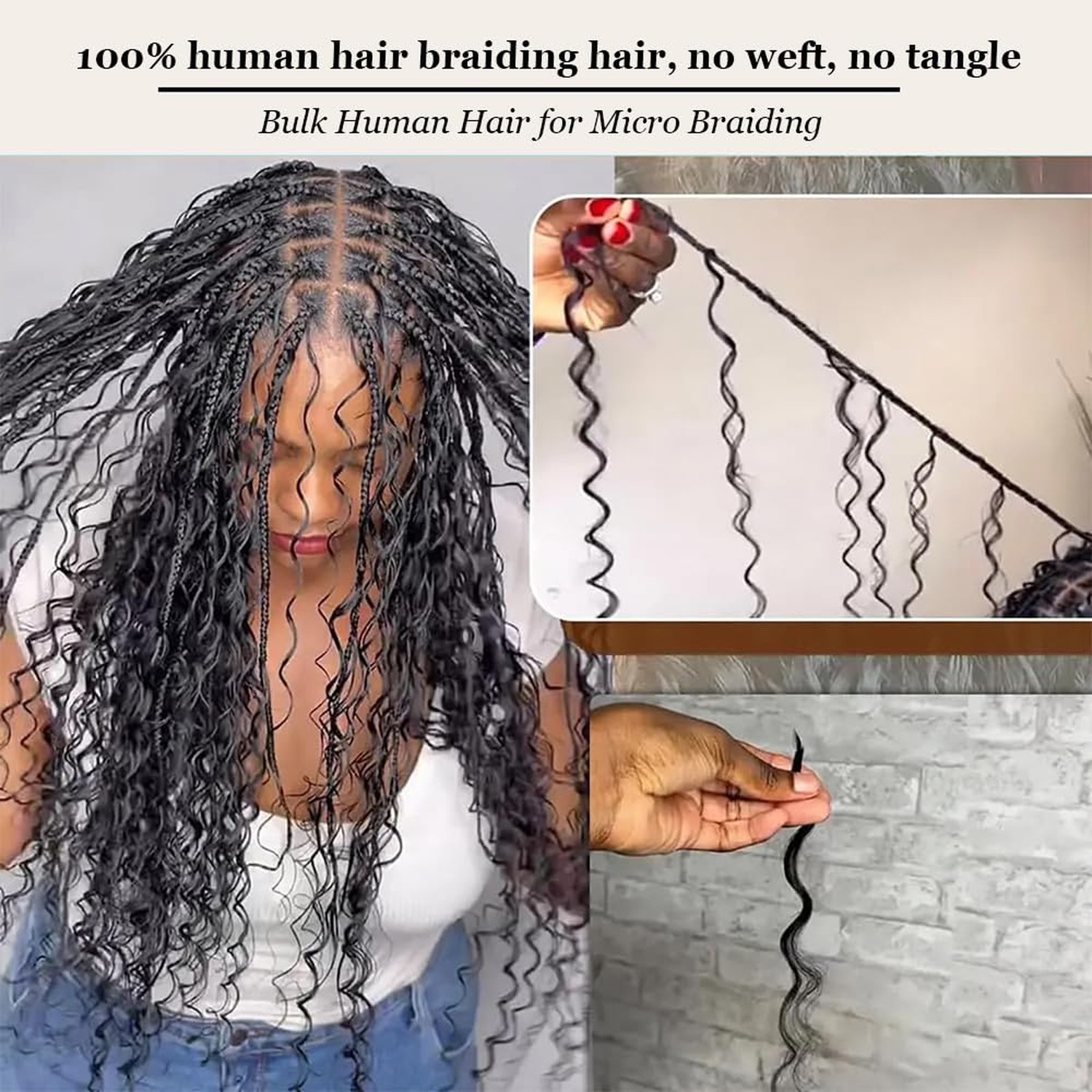 Human Braiding Hair for Boho Braids Human Hair 100g 2 Bundles Deep … Fast Ship