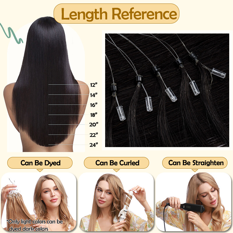 Microlink Extensions Micro Loop Beads Ring Ombre Real Remy Human Hair Thick 100G