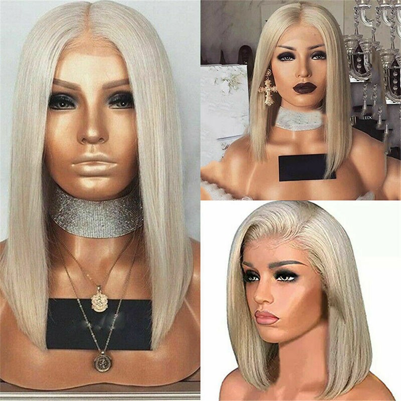 Blond Straight Hair Wigs with Lace Front Women Short Synthetic Wig Shoulder Long