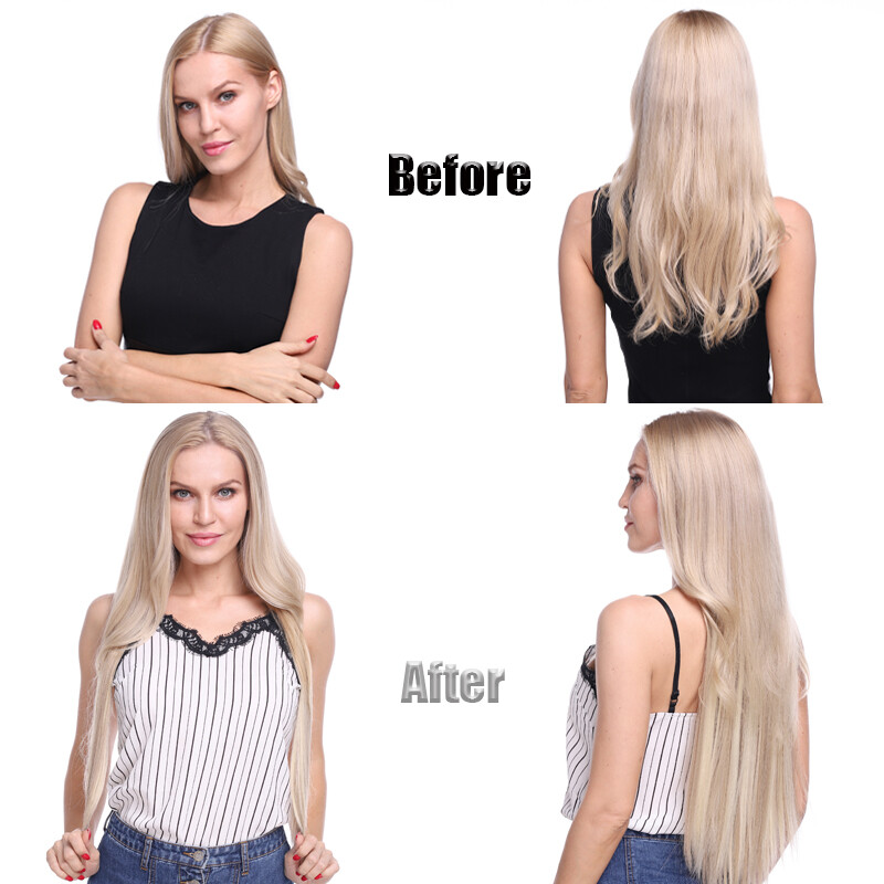 US Fast Ombre Clip In as Human Remy Hair Extensions 8Pcs Full Head 18 Clips nw25
