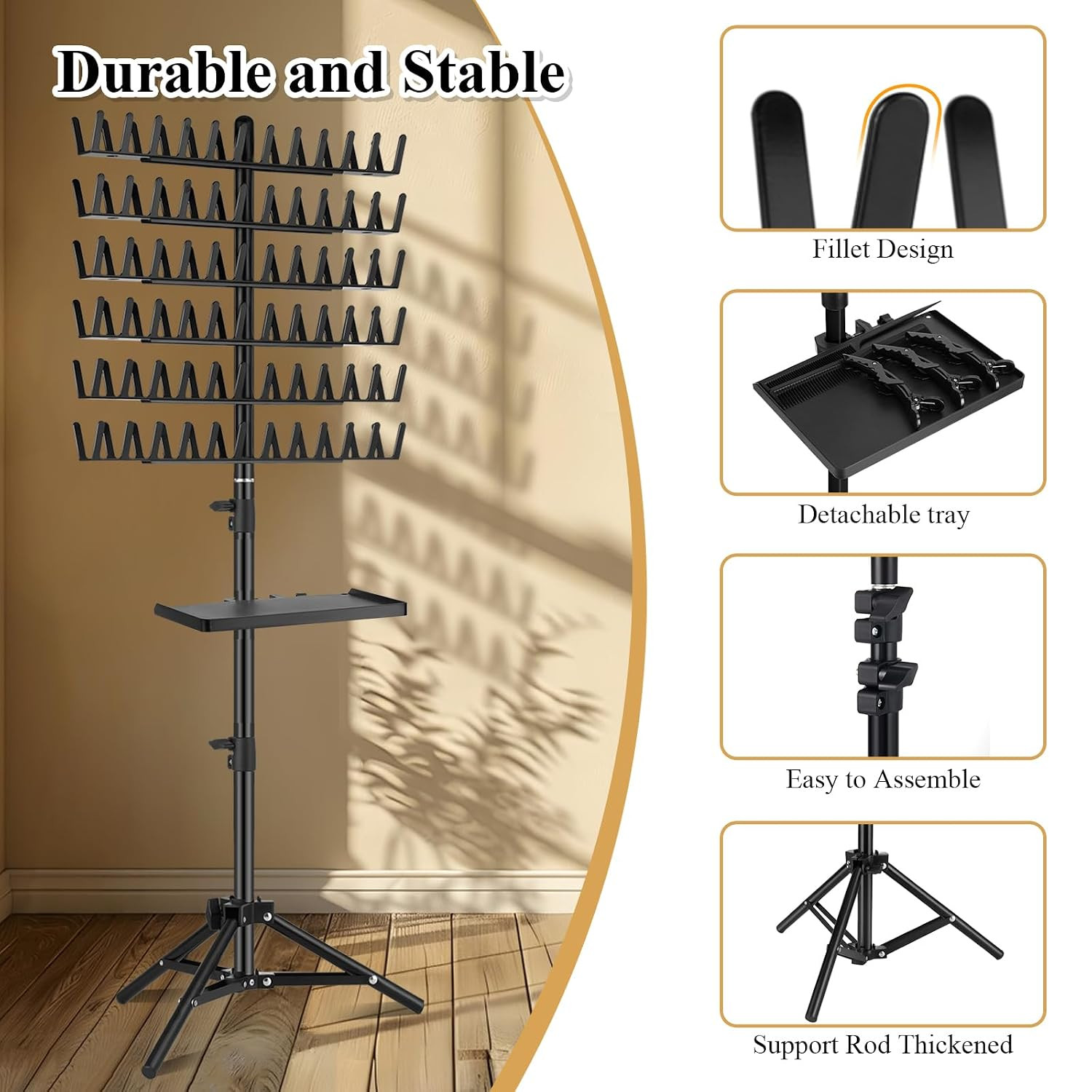 Braiding Rack with Tray, 144 Pegs Height Adjustable, 2-Side Hair Extension Holde