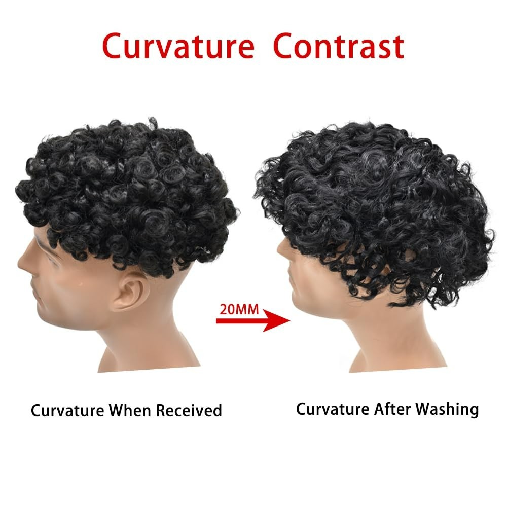 US SALE Afro Curly Black Men Toupee Full Lace Human Hairpiece Kinky Curly