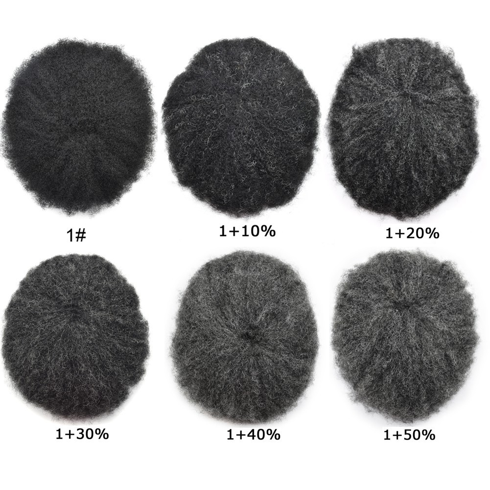 Hair Units for Black Men Full PU Thin Skin Afro Curly Toupee Hairpiece
