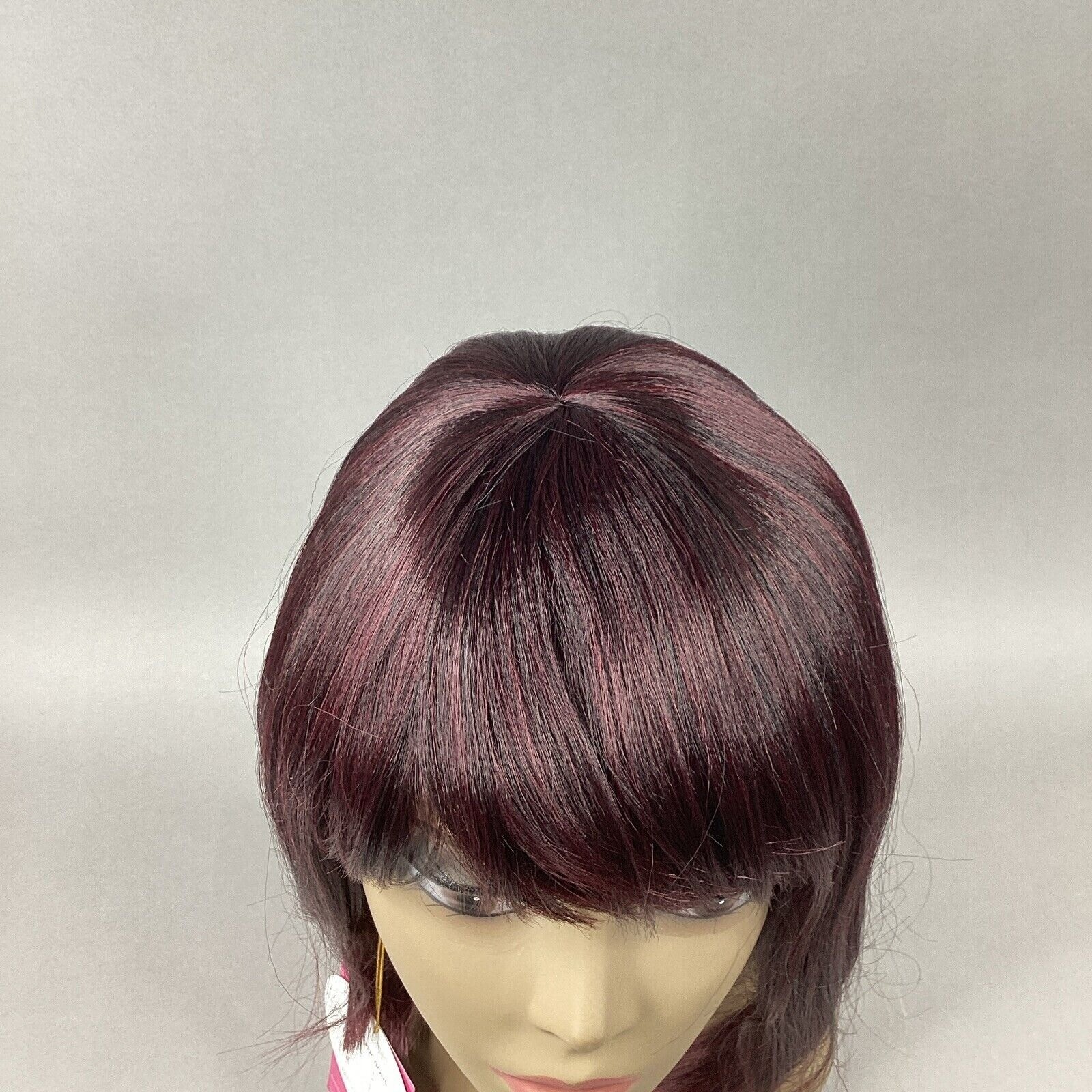 SB009. FEMI #T1B/99J Off Black Dark Plum Short Straight Premium Synthetic Wig