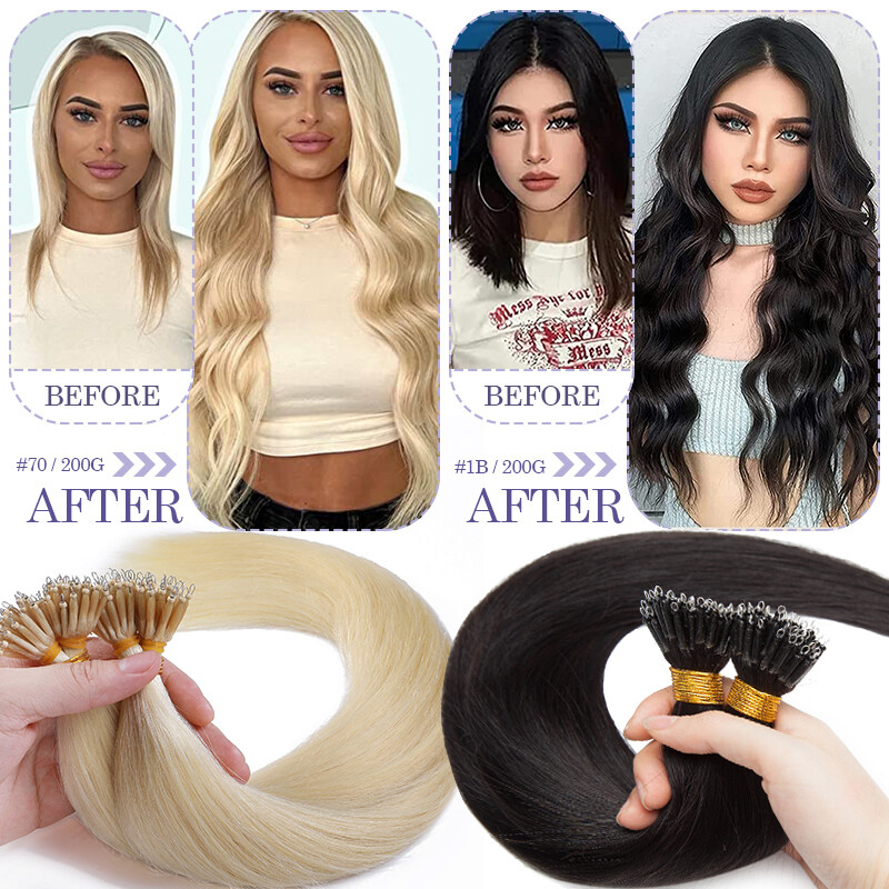 CLEARANCE Nano Ring Beads Micro Loop Link Tip Real Human Remy Hair Extensions