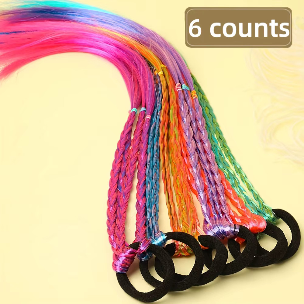 6 Pieces of Multi-Color Bohemian Style Sweet Wig Braid Hair Ties Suita