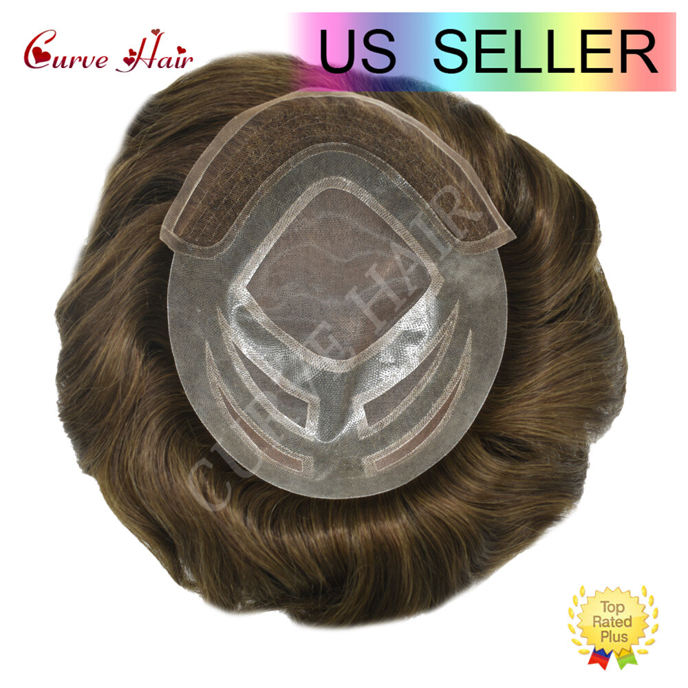 Mens Hair Piece Human Hair Replacement System Lace Front Mens Toupee Hair Units