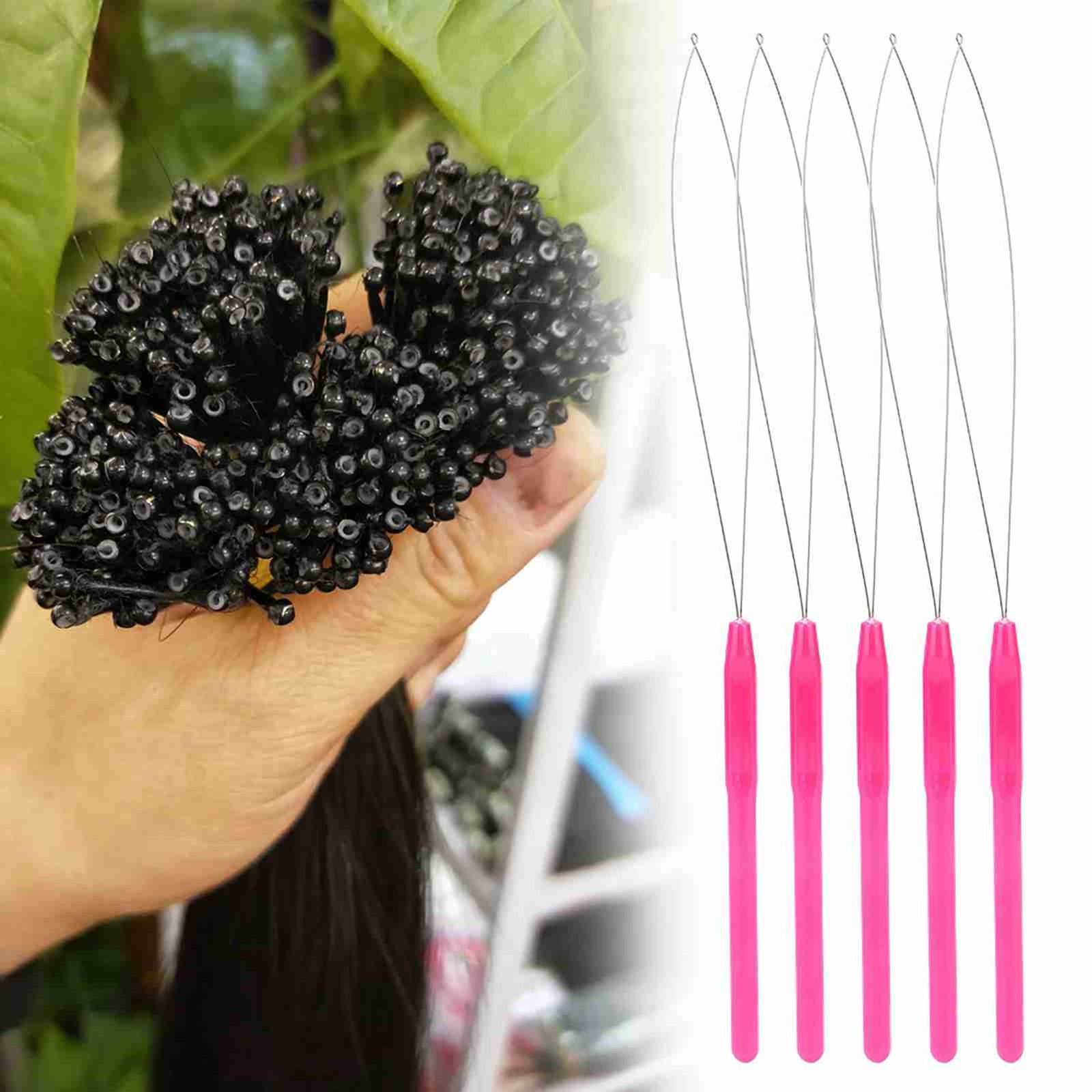Plastic Handle Pulling Loop Needle Lightweight Hair Extension Tool For Easy