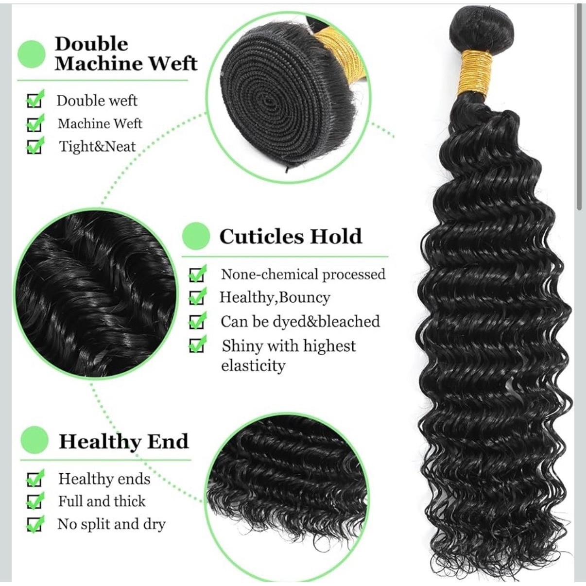 Saluna Hair Bundles 12, 14, 16 inch Black Real Human Hair Wavy 12A Wig