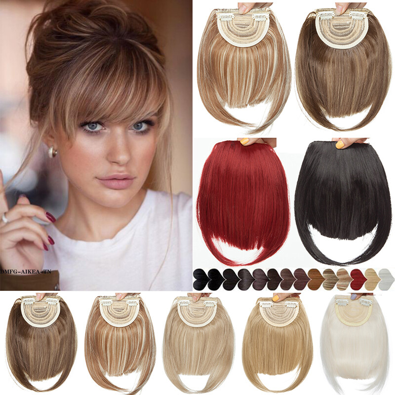 Straight Curly Bangs Clip in Fringe Hairpiece Neat Side Hair Extension as Human