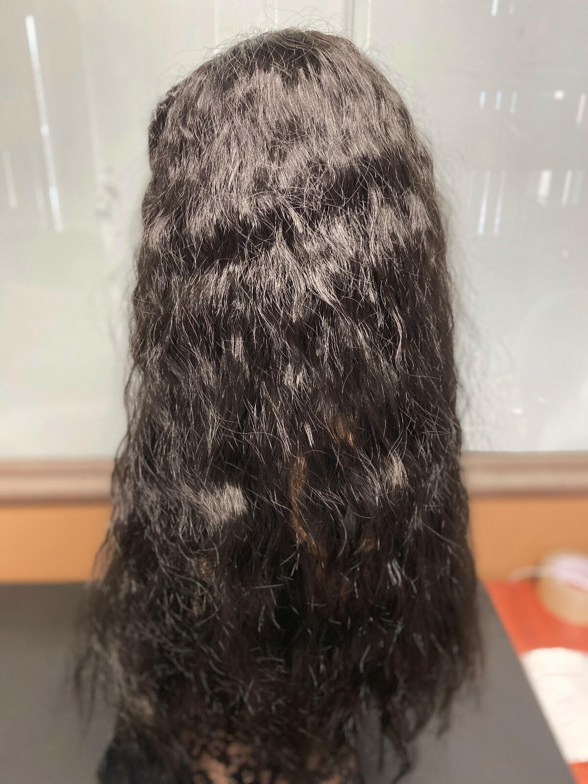 23″ Women Curly Wavy Long Synthetic Hair Wigs Ladies Costume Dark Black Wig