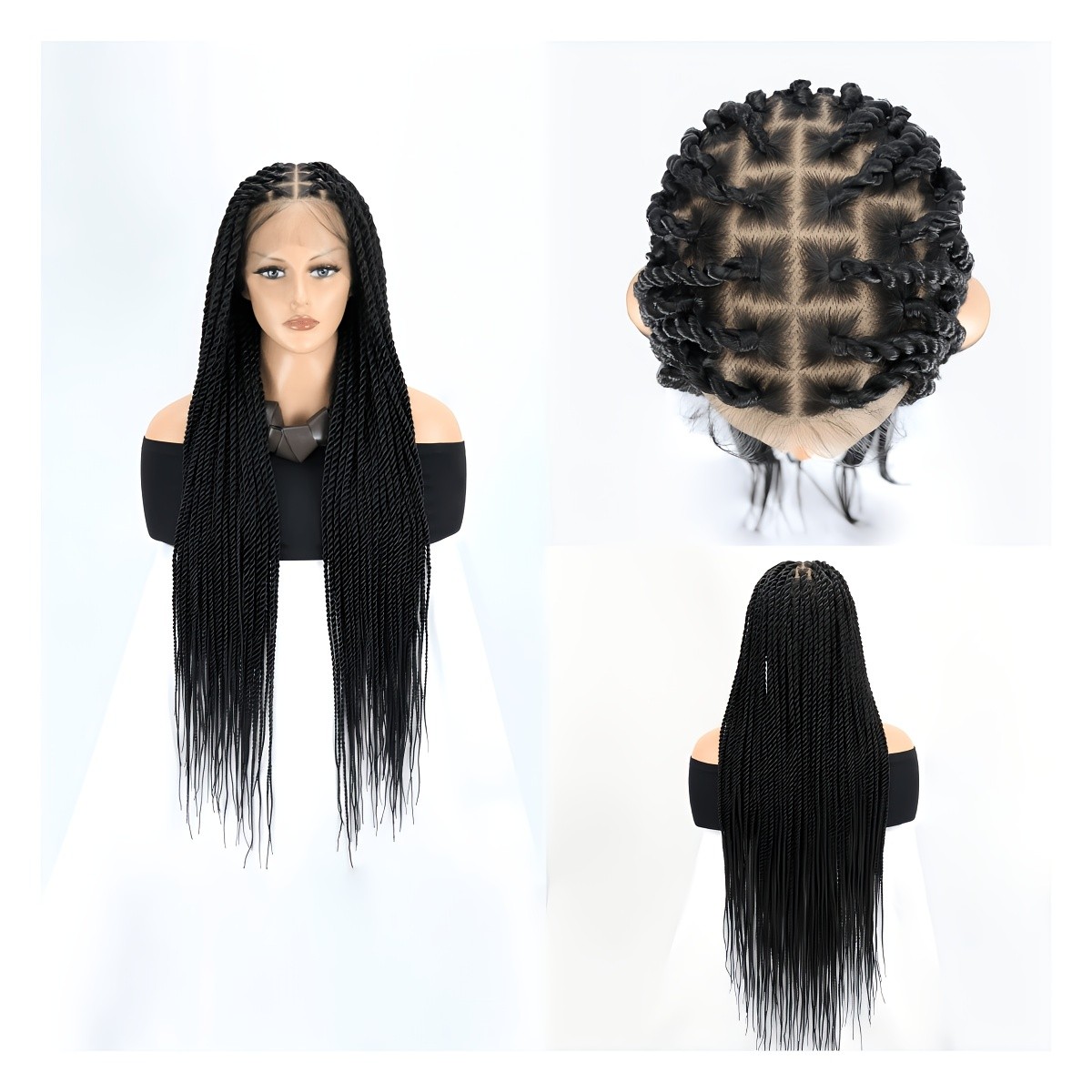 Senegal Twist Wigs 36″ Full Lace Single-Layer Lace Two-Braid Wigs for Women