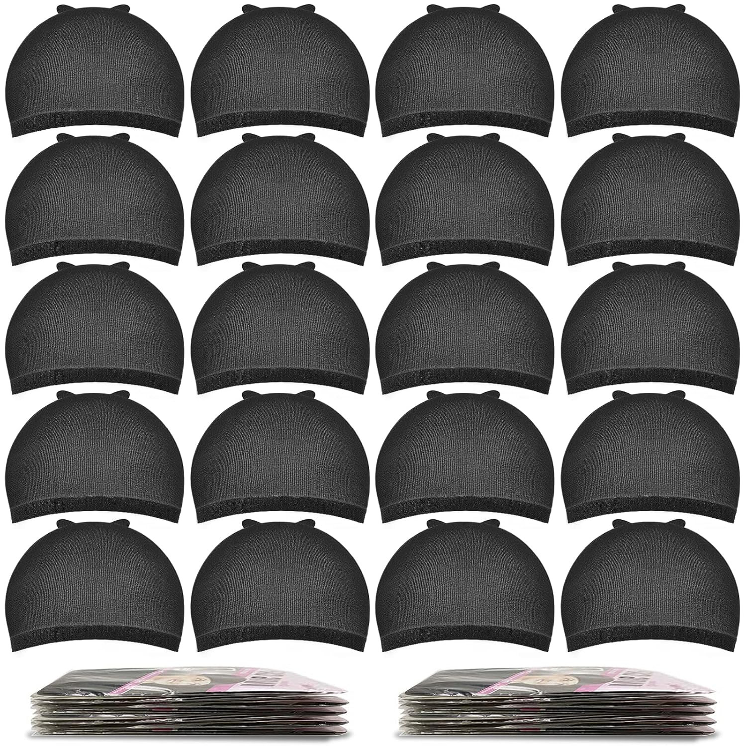 20 Pcs Black Stocking Wig Caps, Stretchy Nylon Wig Caps for Women Men