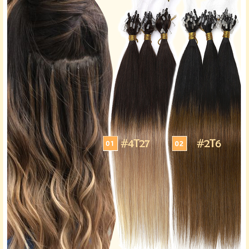 Microlink Extensions Micro Loop Beads Ring Ombre Real Remy Human Hair Thick 100G