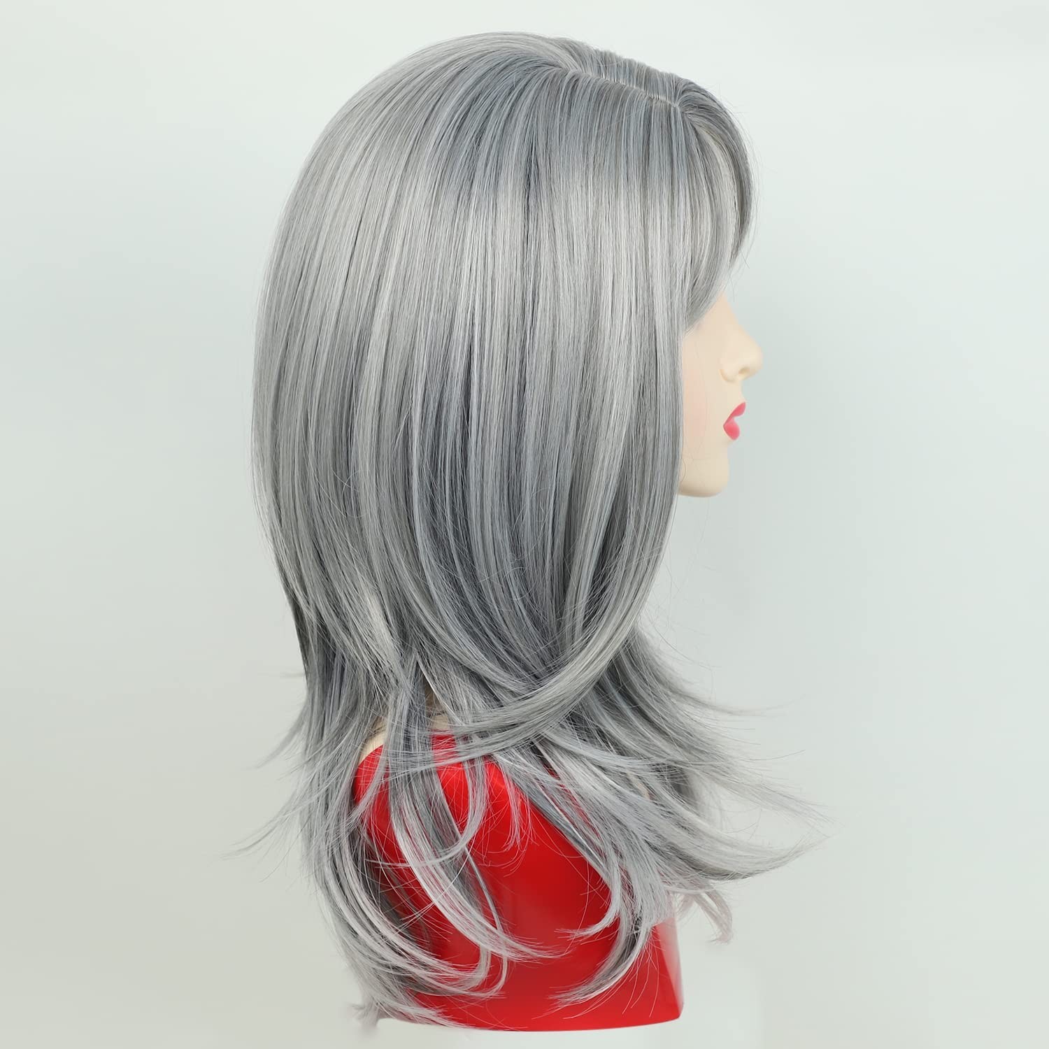 Elegant Salt and Pepper Wavy Wig with Bangs – Transform Your Look Instantly
