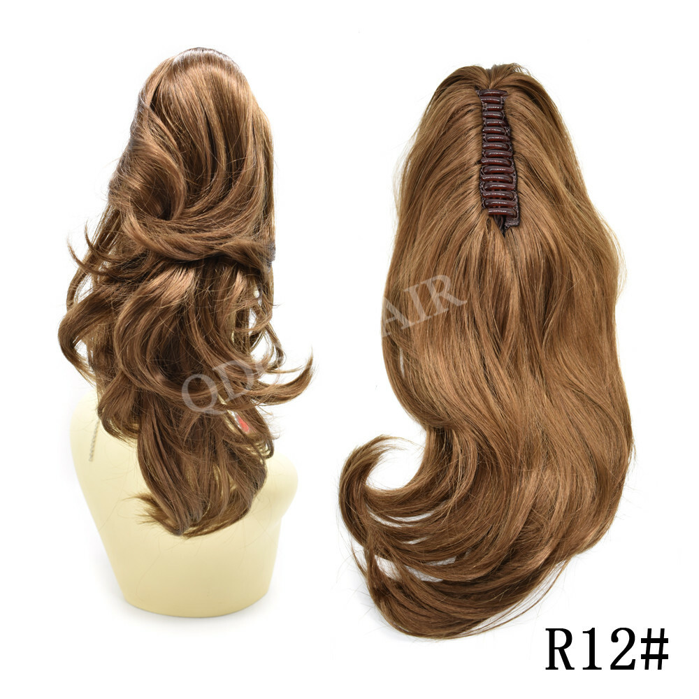 US Thick Claw Clip in Hair Extension Natural Jaw Ponytail Wavy Curly Hair Piece