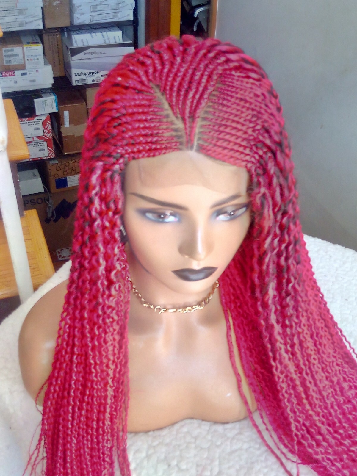 AFRICAN BRAIDED WATERMELON WIG 40″ (AVAILABLE COL BLUE)