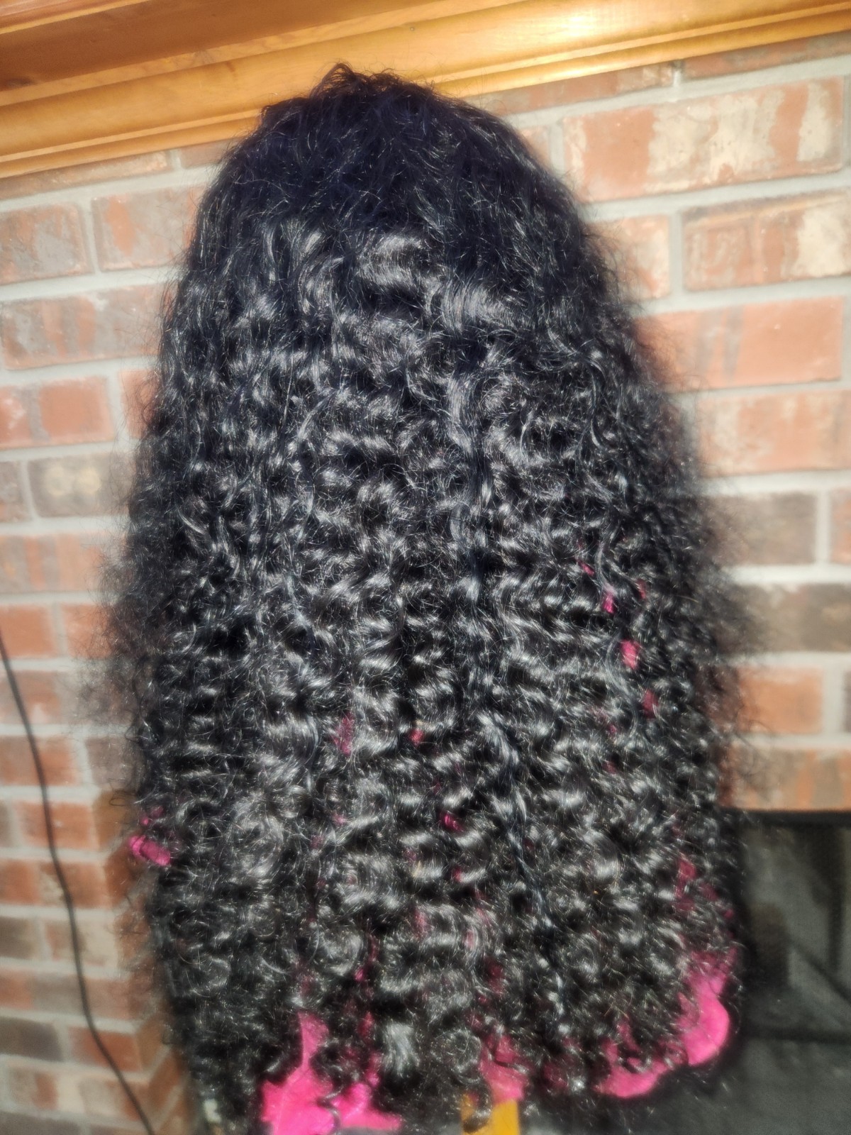Human Hair Lace Front Wig Truly Glueless Long Curly Black Free-Part Women