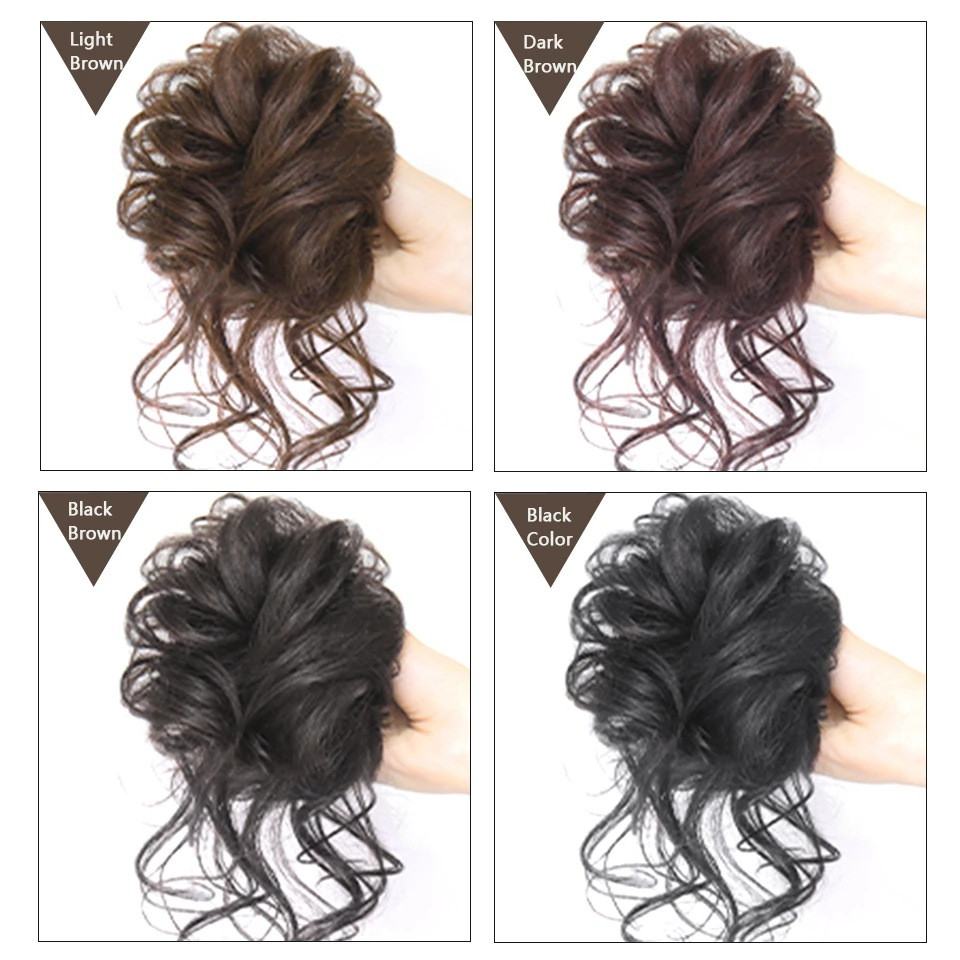 Natural Curly Messy Bun Hair Piece Scrunchie Updo Hair Extensions Real as Human