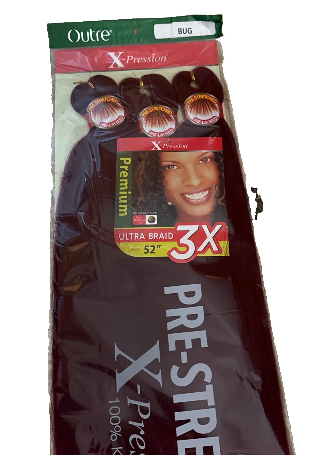 Outre X-Pression Ultra Braid 3X Pre-Stretched 52in Synthetic Burgundy BU