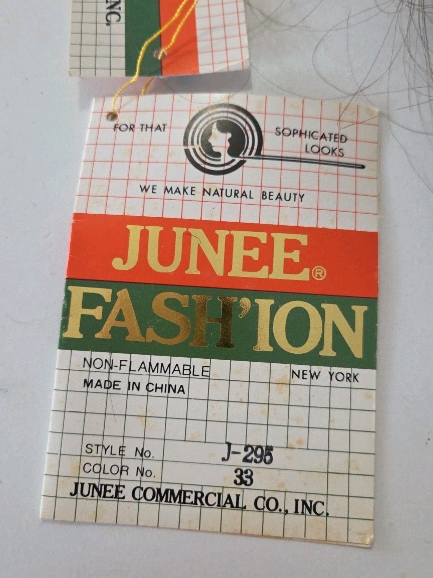 Junee Fashion Synthetic Fiber Synthetic Half Hair Wig NOS Long 1980s Brown