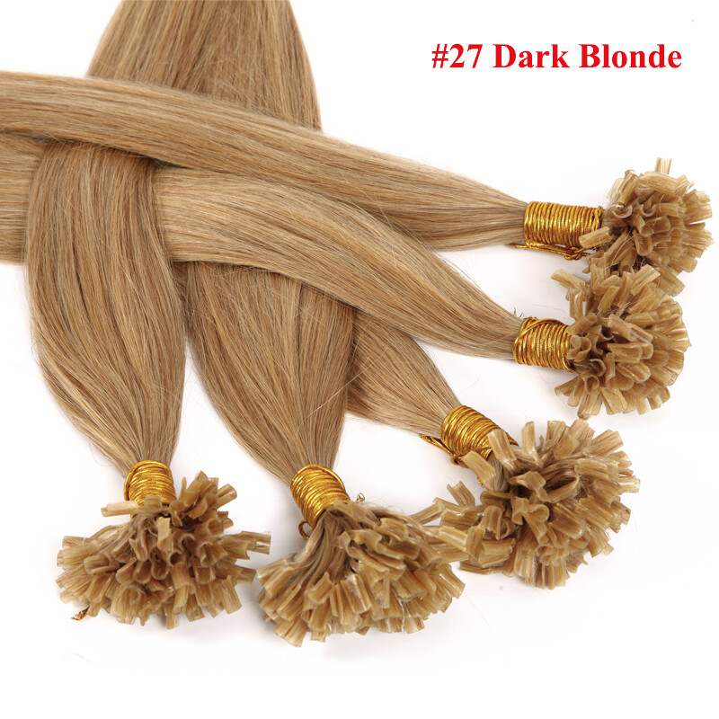 100G Pre Bonded Nail U-Tip Keratin 100% Real Human Hair Extensions 200S 16″-24″