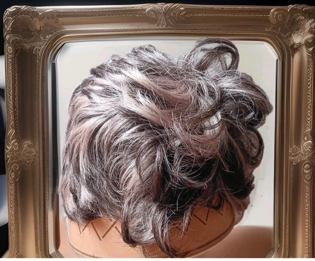 Short Curly Salt and Pepper Gray Wig Textured Shag Pixie Wavy Silver Mix