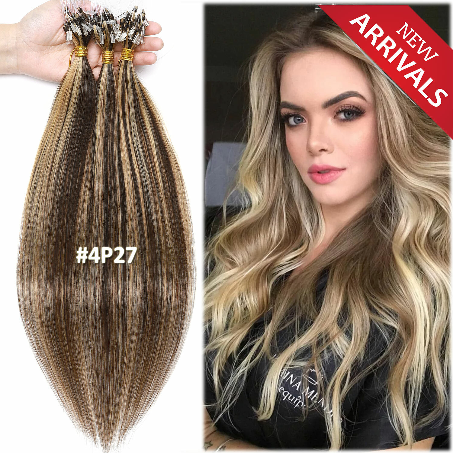 THICK 100% Russian Remy Human Hair Extensions Micro Loop Nano Ring Bead Balayage