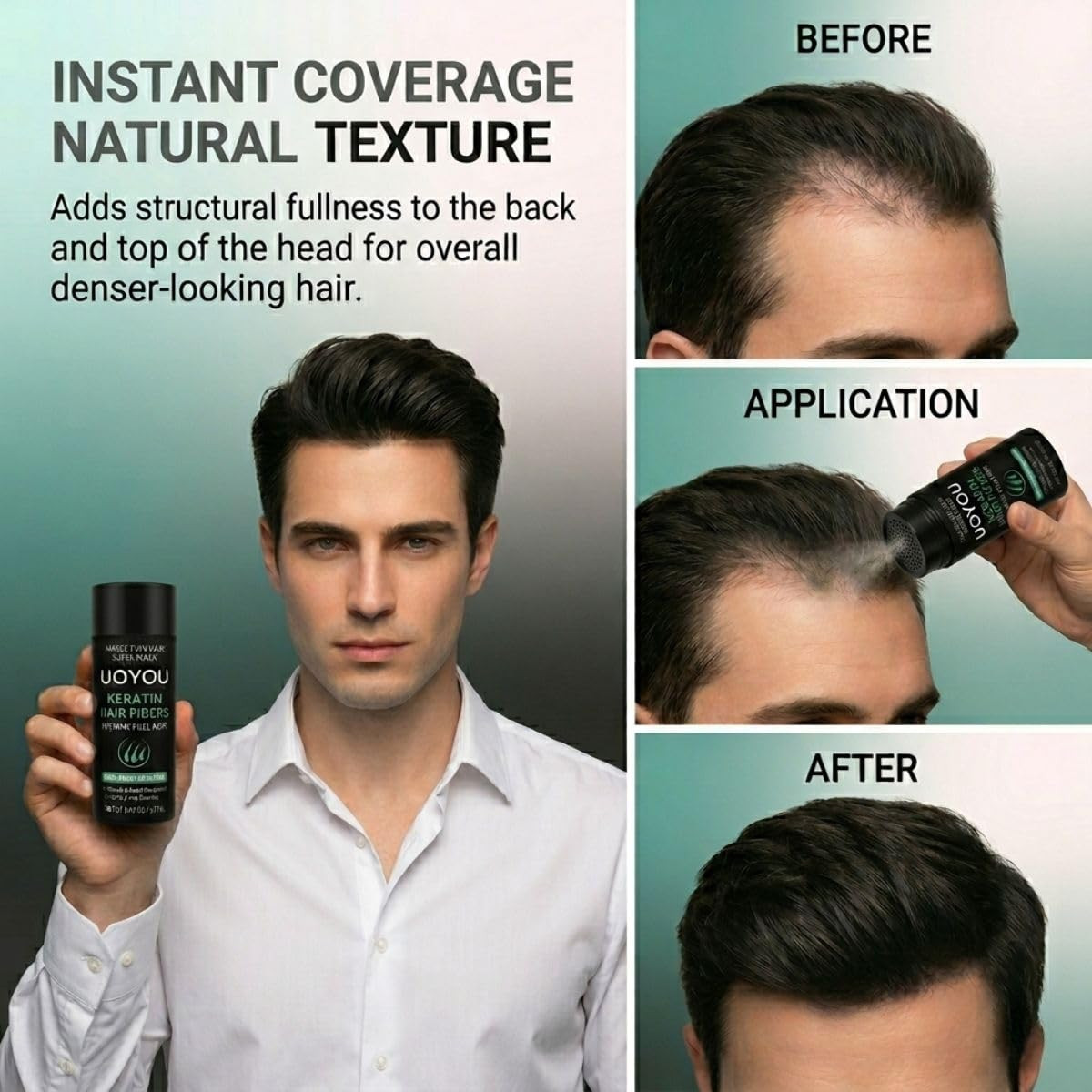 BLACK Hair Fibers for Thinning Hair 27.5G Bottle | Undetectable & Natural