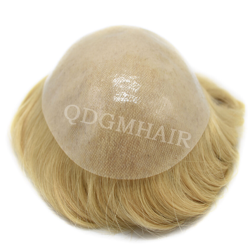 Full Poly Mens Toupee Hairpiece All Skin PU Hair Replacement System Wigs for Men