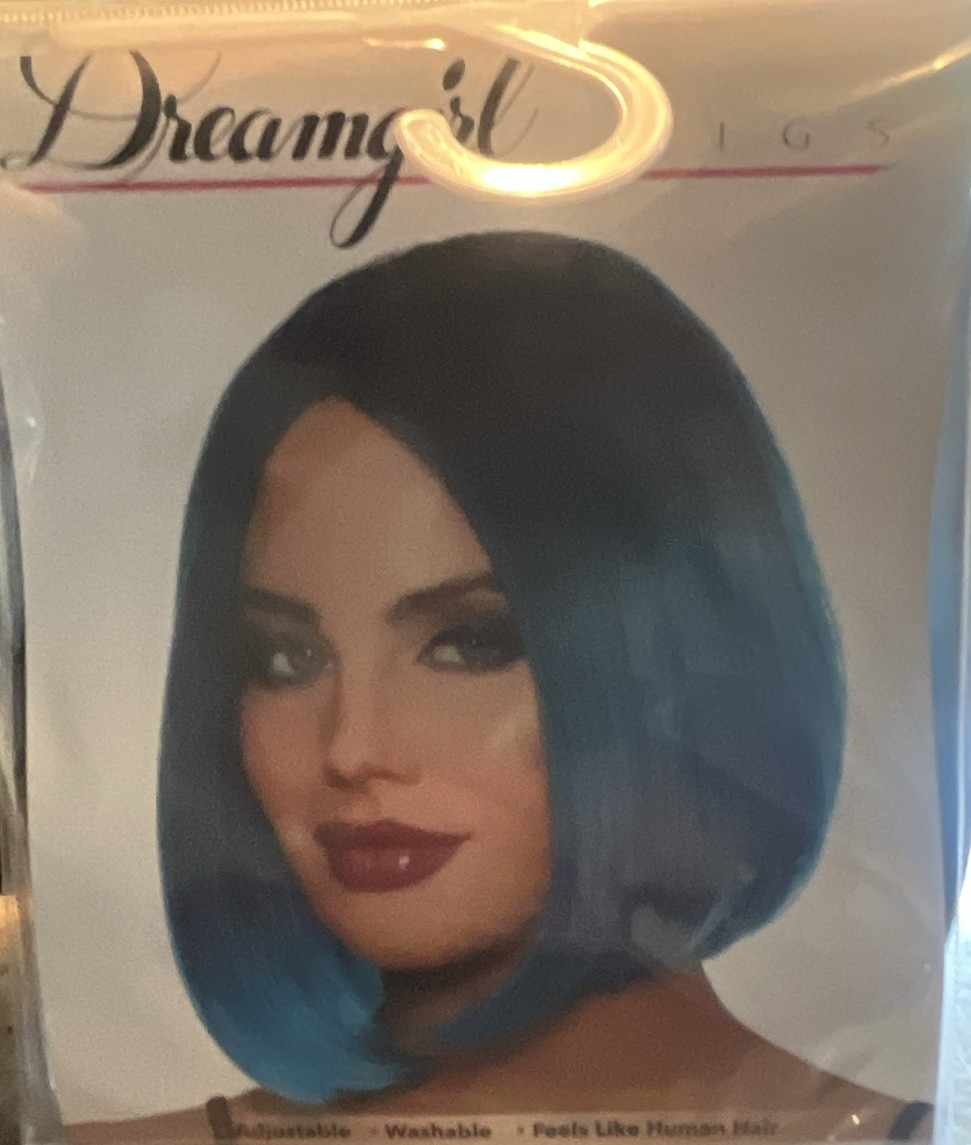 Dreamgirl Lot of 3 Bob Synthetic Wigs Straight Adjustable Capless Black/Blue