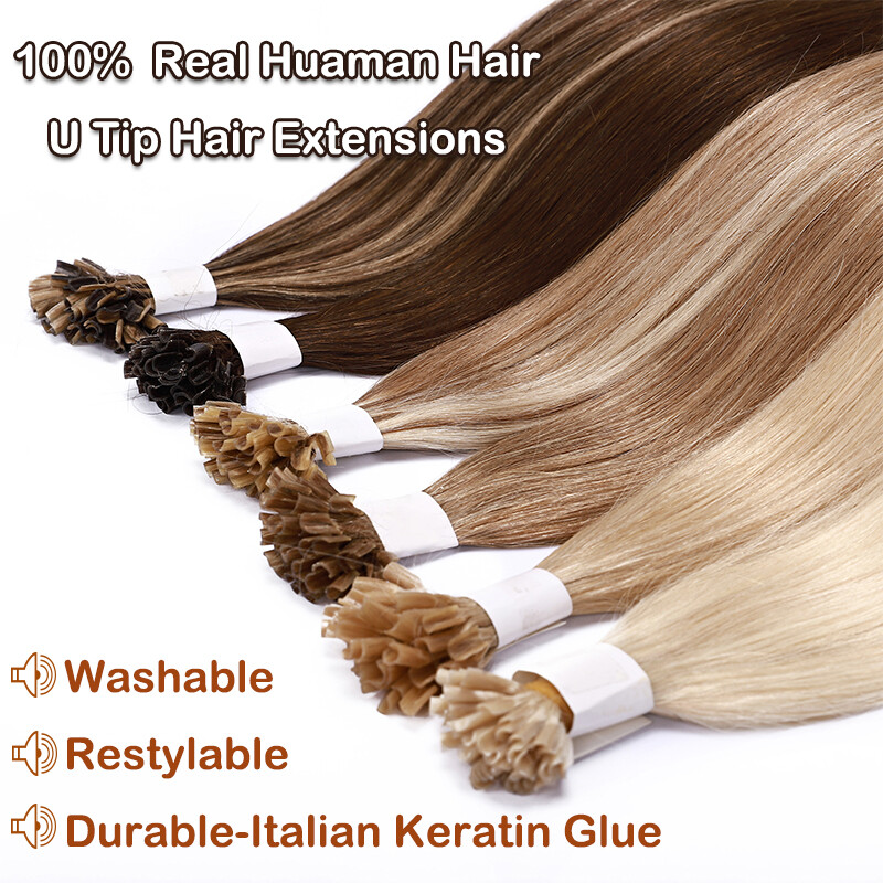 20-24Inch 100g Keratin Nail U Tip 100% Remy Human Hair Extensions Pre-Bonded US