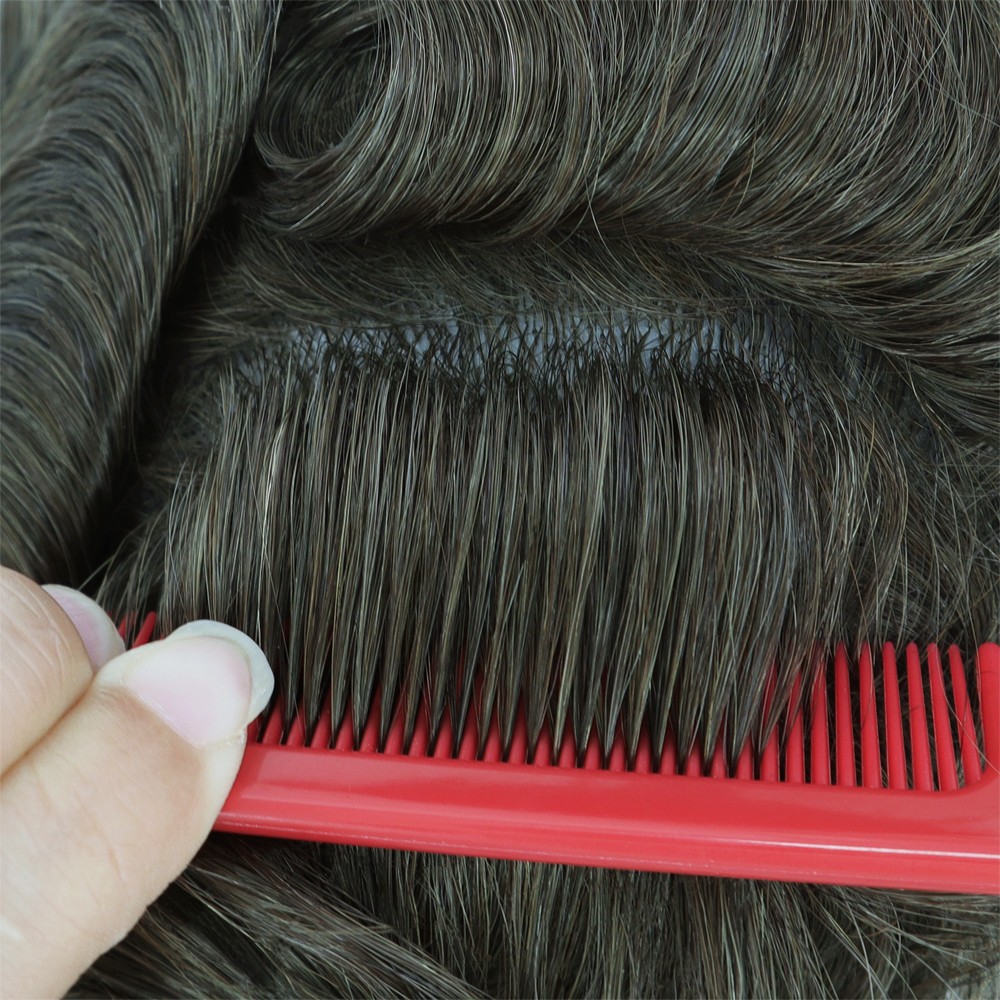 Mens Human Poly Skin Hair Toupee Replacement System Skin Toupee Hairpieces 8X10