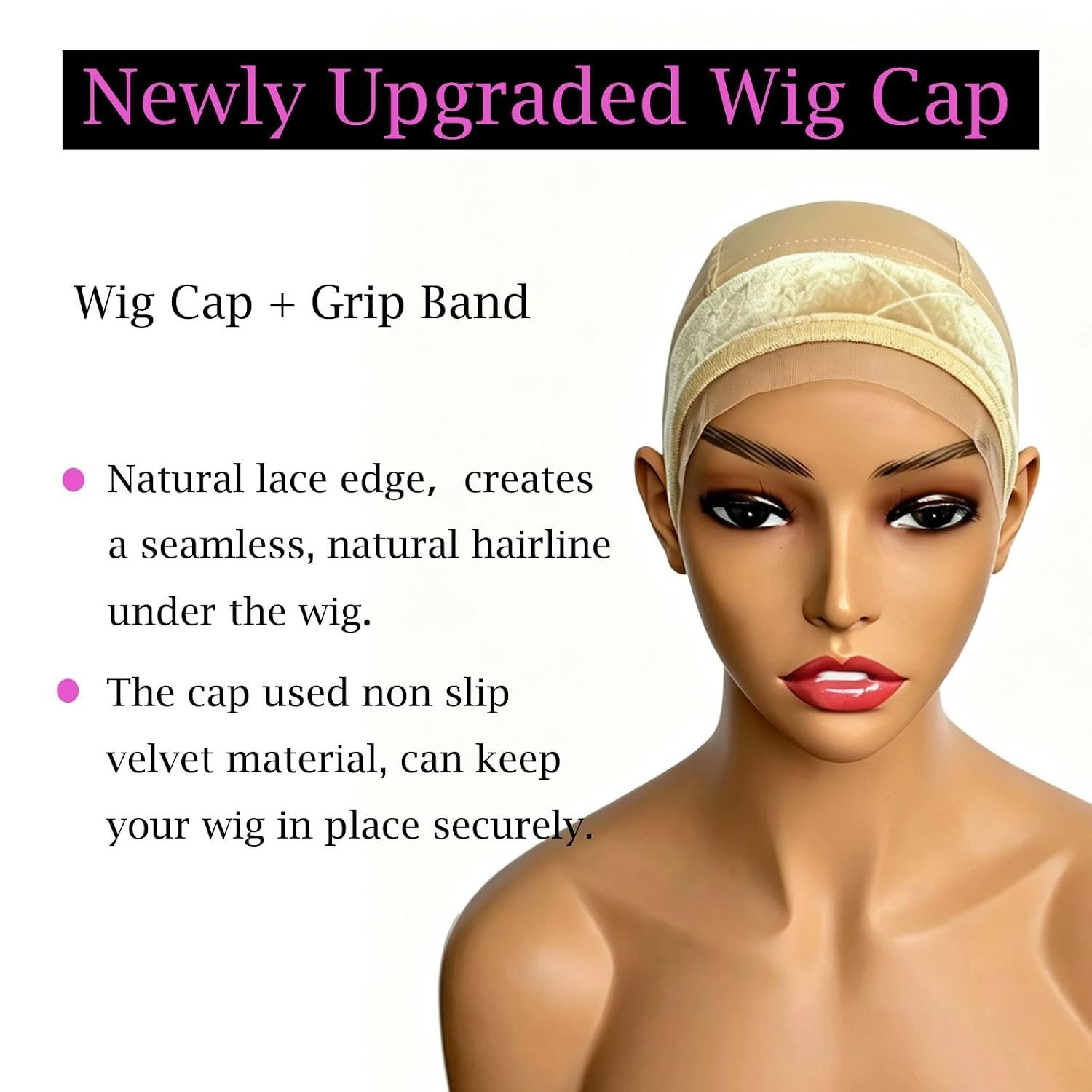 Adjustable Lace Wig Grip Cap with Velvet Band – Glueless & Comfortable Fit