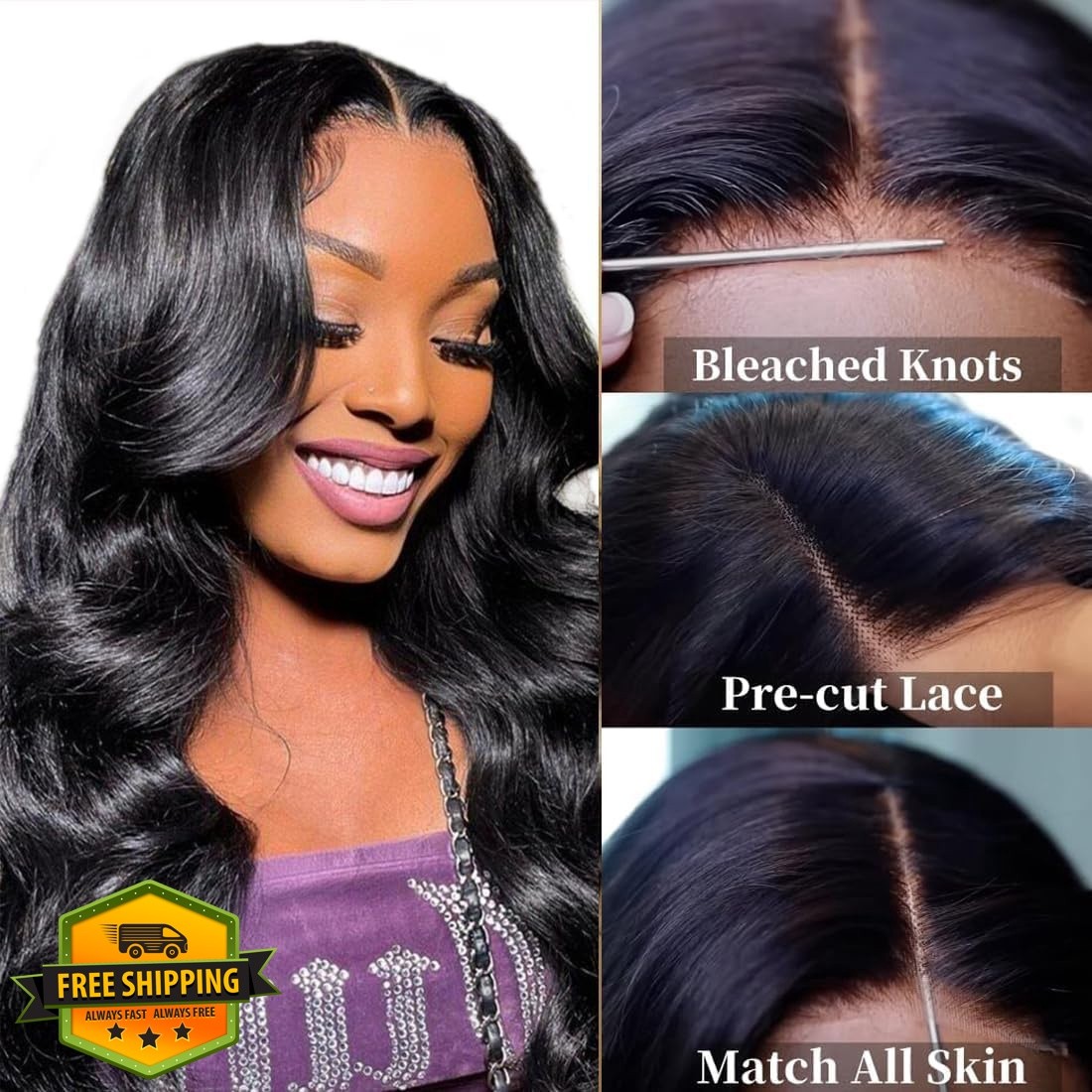 B-fashion 20 Inch Body Wave Glueless Wig Natural Black