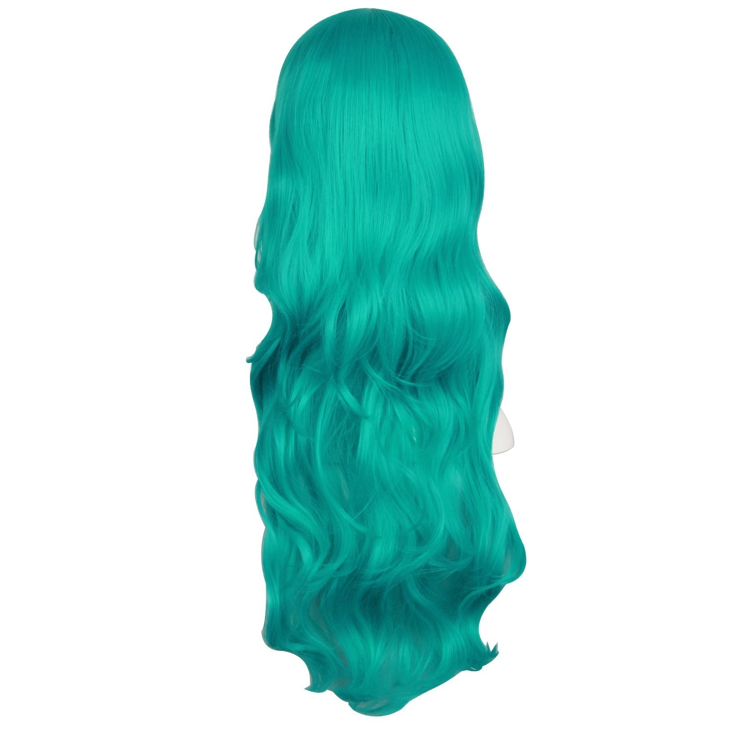 Charming 60cm Synthetic Fiber Wig in Shiny Dark Teal Green for Parties & Cosplay