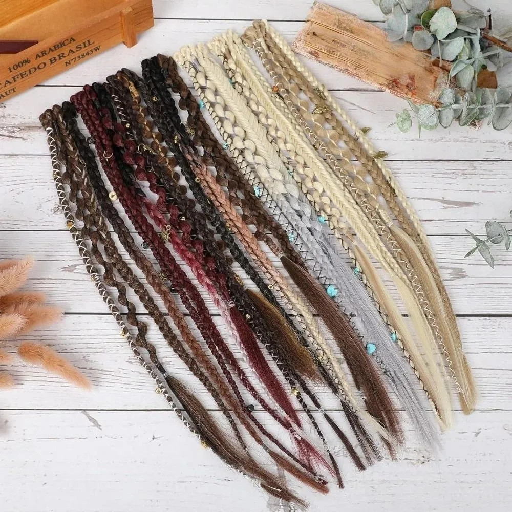 Handmade Bohemia Clip in Hair Extensions Synthetic Weaving Long Braid Fairy Hair