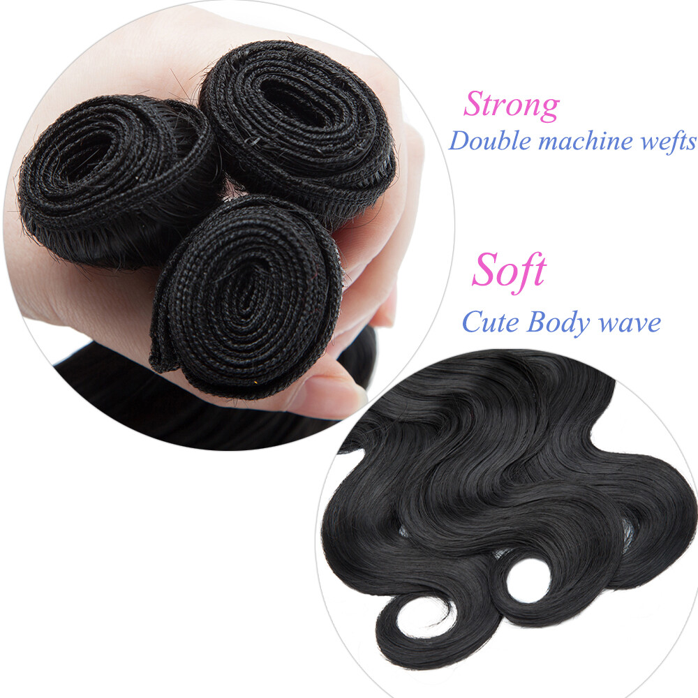 16″ 18″ 20″ 24″ as Human Hair Bundles Body Wave Black For Women Synthetic Hair