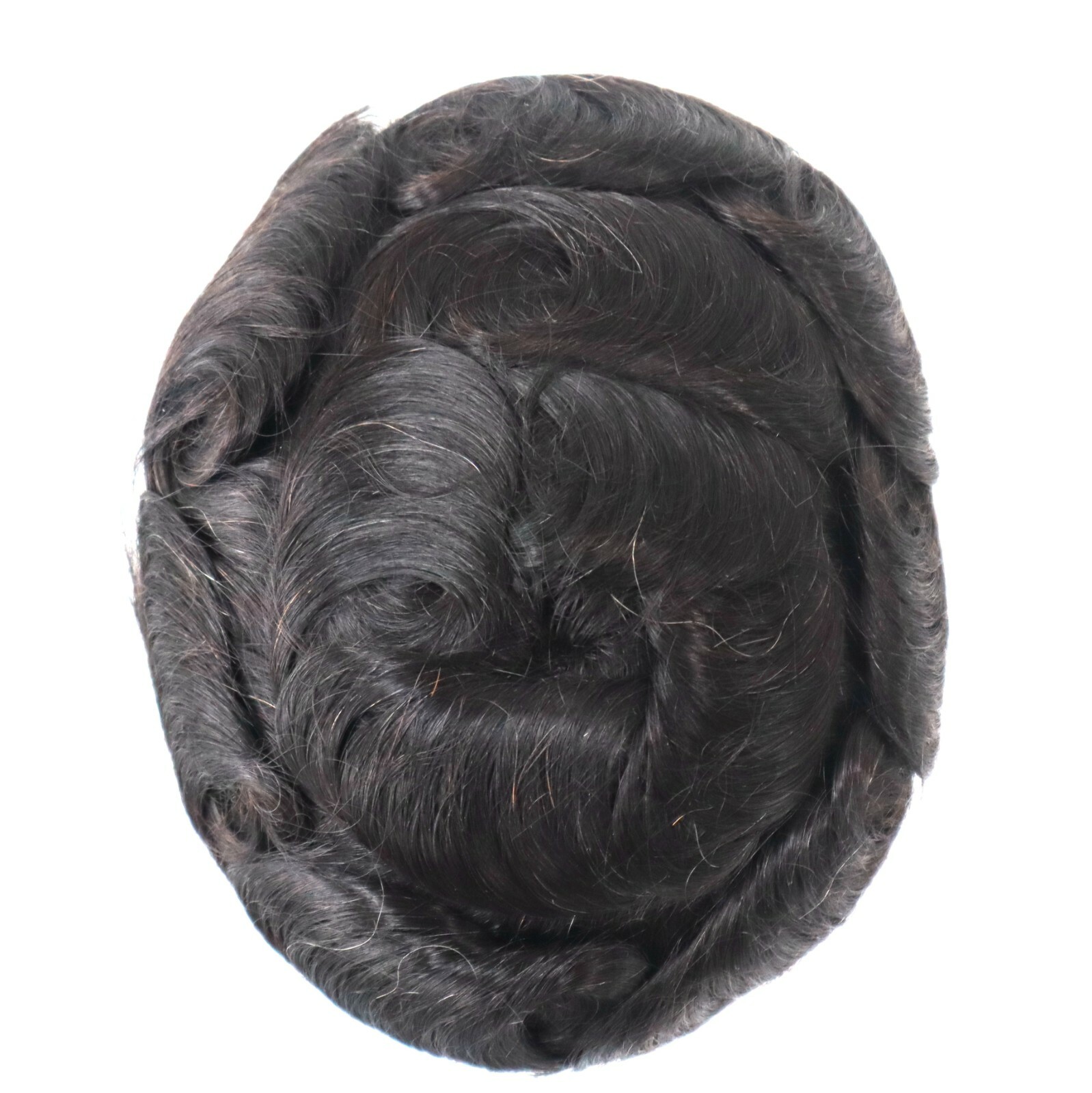 Natural Mens Hair Replacement Lace Front System Poly Coating Toupee Hairpiece#1B